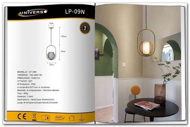 Lampadario Sospeso Ovale Luce Led Lampada E27 Sfera In Rete Metallo Oro Moderno