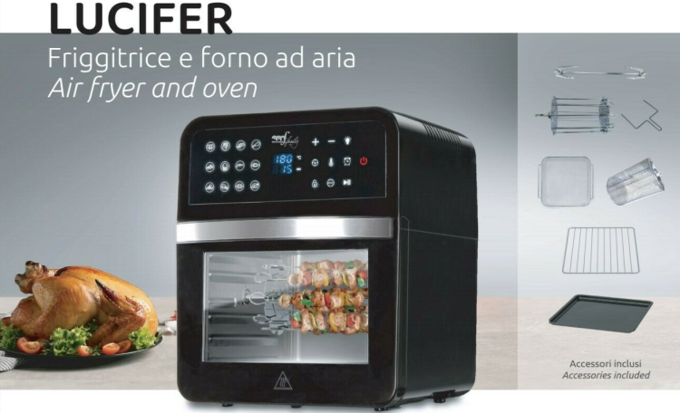 Melchioni Lucifer Friggitrice Ad Aria Forno Elettrico 12 Lt 1800W Essiccatore