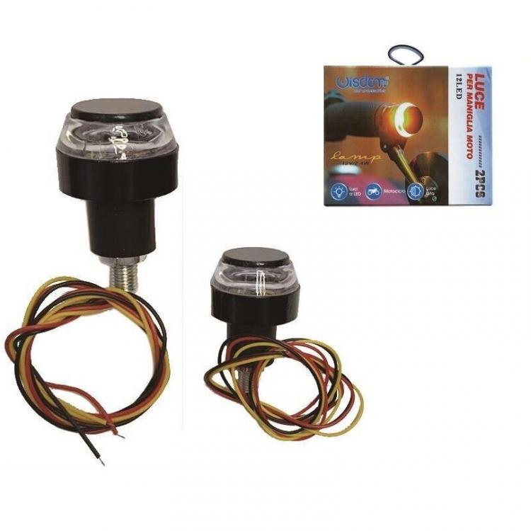 Coppia 2pz Luce Maniglia Moto Freccia Led Indicatore Luminoso 12v Spia Manubrio