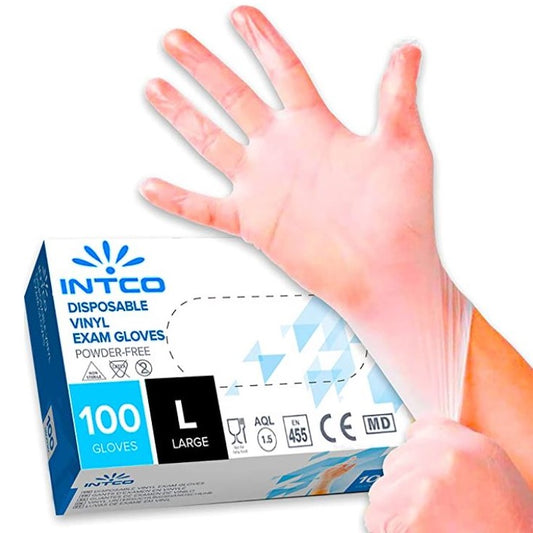 1000 GUANTI VINILE SENZA POLVERE/LATTICE IPOALLERGENICI TRASPARENTI MONOUSO tg.L