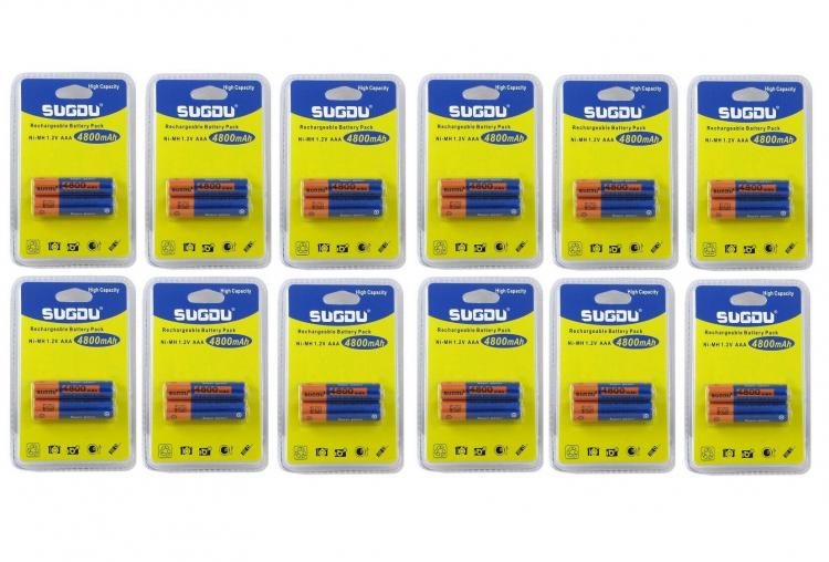 24 BATTERIE MINI STILO AAA RICARICABILI UNIVERSALI Ni-MH 1.2V 4800mAh 12 BLISTER