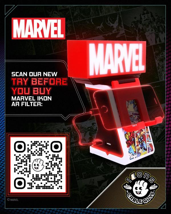 Cable Guys - (Logo Lampada Marvel) Statuetta Base Ricarica Smartphone Controller