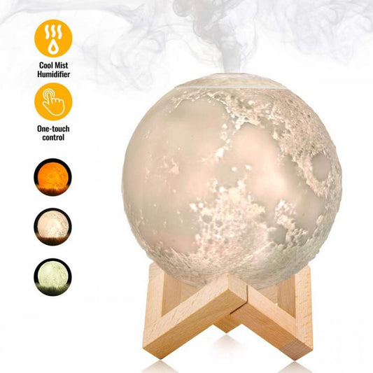 Umidificatore Diffusore Aromi Aromaterapia Lampada Da Tavolo Led Ultrasuoni Luna