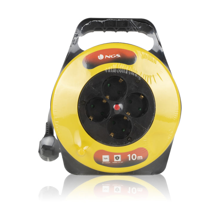 Ngs Avvolgicavo Prolunga 10M Con Protezione 4 Schuko/10A Bipolare 3500W 10 Metri