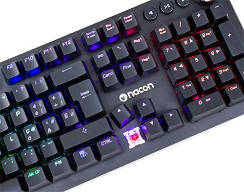Nacon Tastiera Gaming Semi-Meccanica Usb 6 Tasti Macro Pc Led Windows Rgb Cl-520