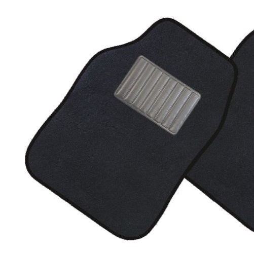 Set 4 Tappetini In Moquette Per Auto Universali Tappeti Con Battitacco Nero