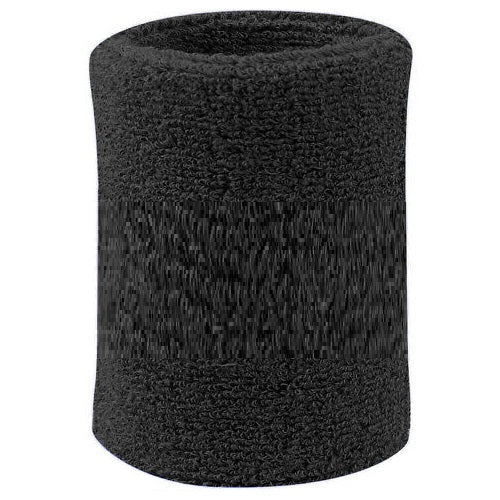 Polsino Tergisudore Elastico Polsiera In Spugna Cotone Per Tennis/Sport/Gym Nero