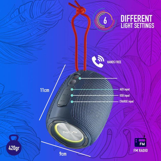 Ngs Speaker Roller Nitro1 Ipx5 Tws/Usb/Tf/Aux-In/Bt Blu Cassa Bluetooth