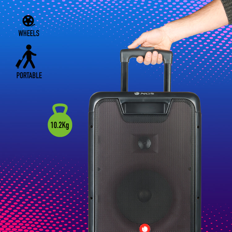 Ngs Cassa Portatile Ricaricabile 300W Wild Trolley Bluetooth Tws Rgb + Microfono