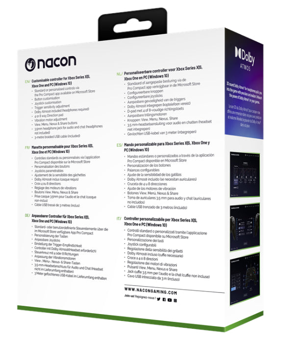 Nacon Pro Compact Controller Xbox Series X Ufficiale Microsoft Xbox Nero One S