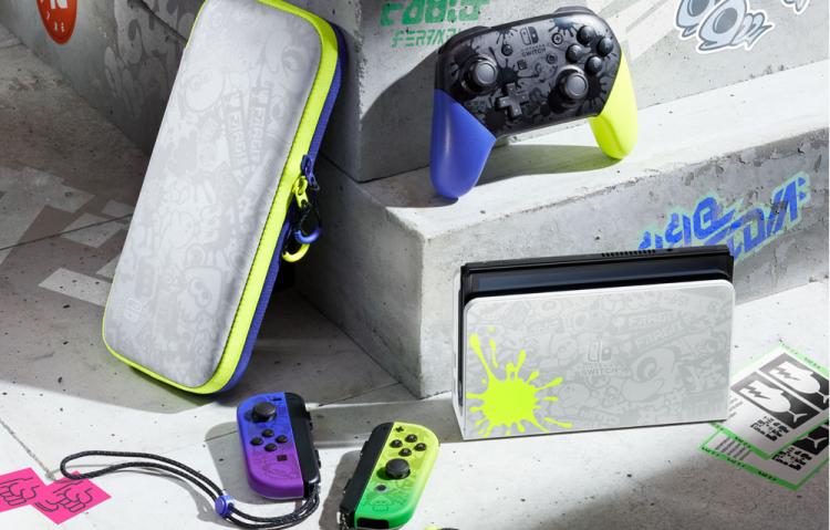 Nintendo Switch Splatoon 3 Kit Custodia + Pellicola Limited Edition Cover Oled