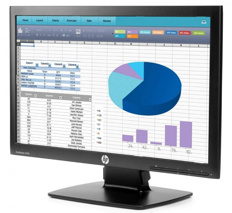 Hp Monitor P202 20" Hd Led Vga / Displayport Black K7X27Aa - Rigenerato Grado A