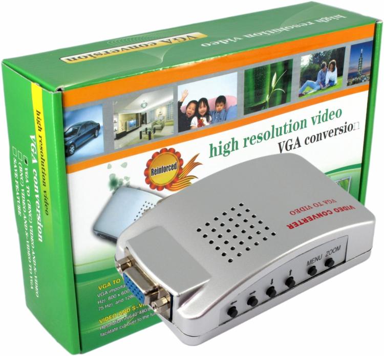 CONVERTITORE DA VGA A RCA S-VIDEO BNC SCART PC COMPUTER NOTEBOOK ADATTATORE DVR