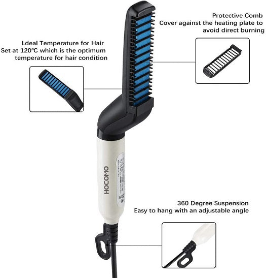 Piastra Per Capelli Uomo Lisciante Barba Styling Pettine Spazzola Elettrica