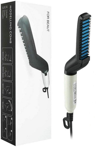 Piastra Per Capelli Uomo Lisciante Barba Styling Pettine Spazzola Elettrica