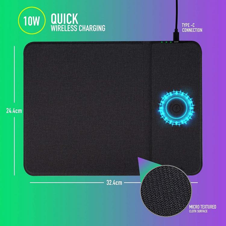 Ngs Mousepad Tappetino Mouse Con Caricatore Wireless Integrato Per Smartphone Qi