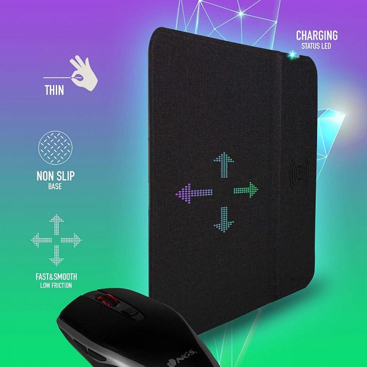 Ngs Mousepad Tappetino Mouse Con Caricatore Wireless Integrato Per Smartphone Qi
