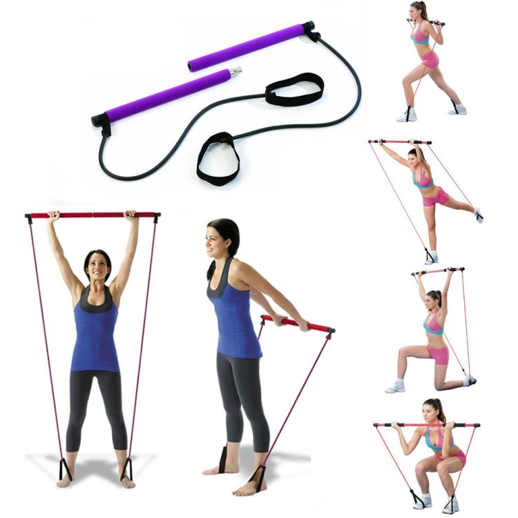 ATTREZZO ELASTICO LONG BARRA RESISTENZA CORDA ESERCIZI BRACCIA PILATES YOGA NERO