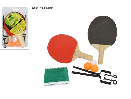 Set Ping Pong Racchette + 3 Palline + Rete Con Morsetti Gioco Tennis Da Tavolo