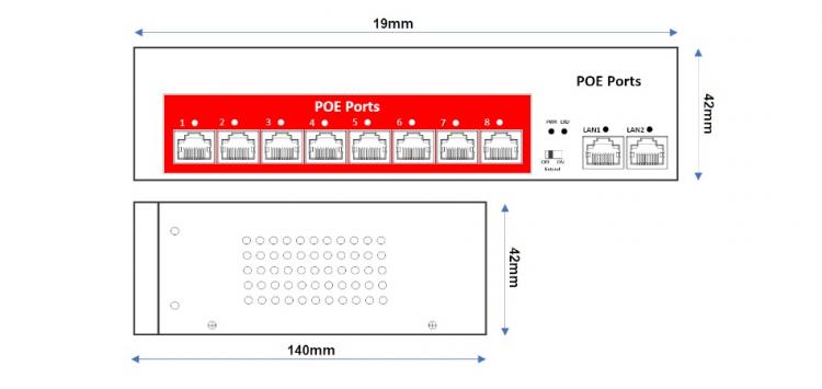 Switch Ethernet 8 Porte Poe 2 Fe Di Rete Rj45 Lan 100Mbps Videosorveglianza 120W