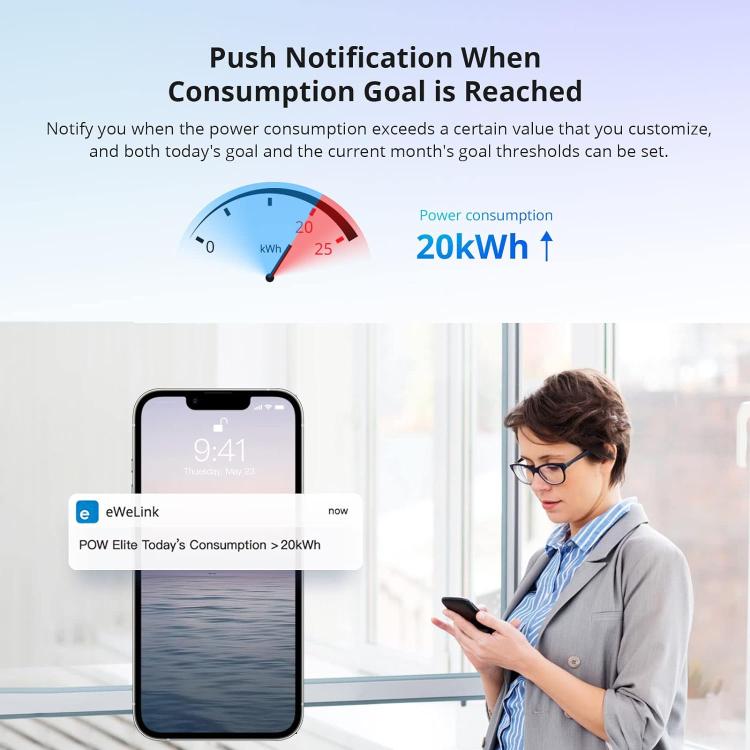 Sonoff Powr320D Elite Lcd Wifi Smart Switch 20A Misuratore Potenza Consumi Alexa