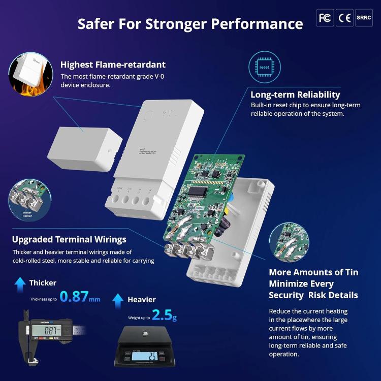 Sonoff Powr316 Origin Wifi Smart Switch 16A Misuratore Potenza Consumi App Alexa