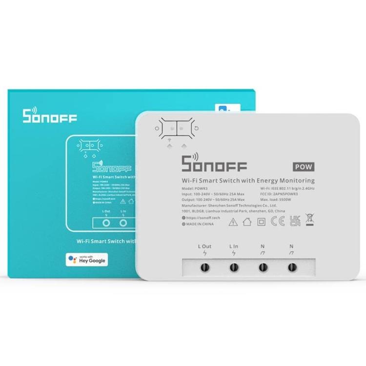 Sonoff Powr3 Interruttore Monitoraggio Energetico Wifi Smart Switch Alexa Google