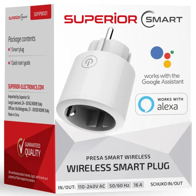 Superior Presa Schuko Intelligente Smart Wifi Controllo Consumi App Alexa Google