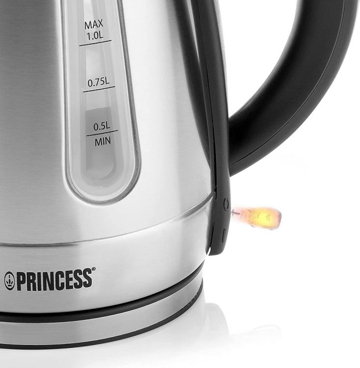 Princess Bollitore Cordless Elettrico 1L Acciaio Inox 2200W Latte Acqua Tisane