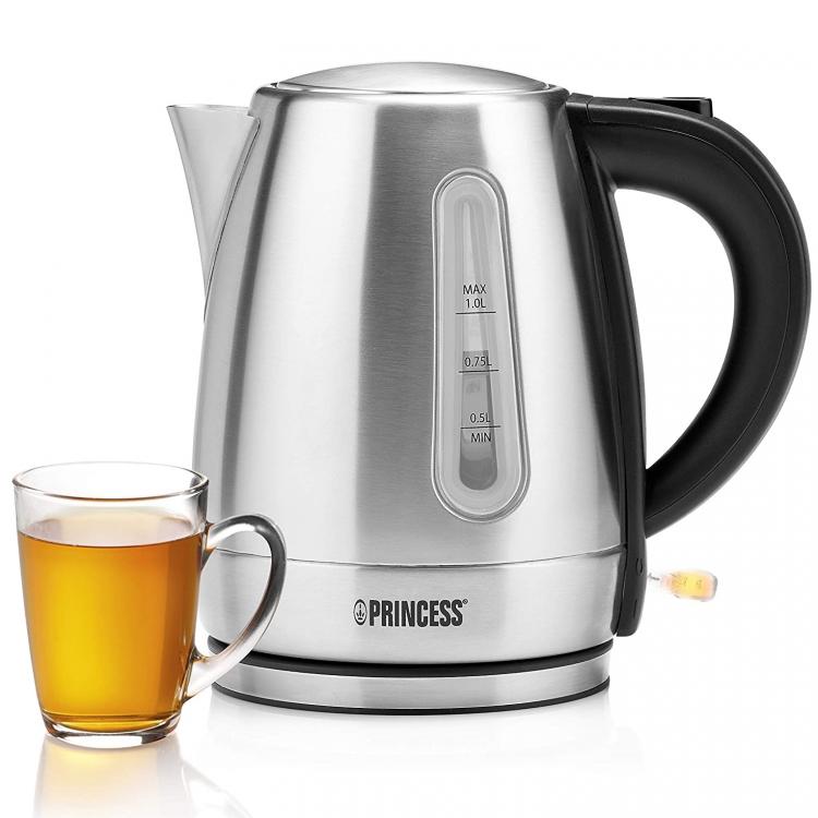 Princess Bollitore Cordless Elettrico 1L Acciaio Inox 2200W Latte Acqua Tisane