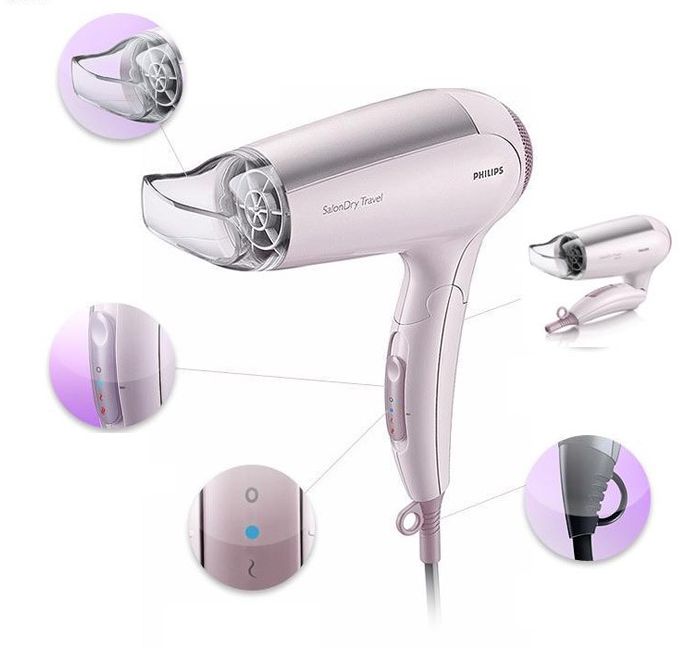 Philips Salon Dry - Phon Asciugacapelli Diffusore Pieghevole 1600W Viaggio Sport