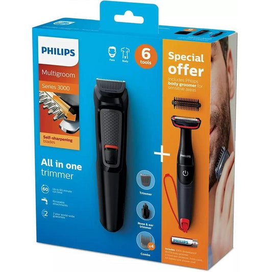 Philips Multigroom Rasoio Tagliacapelli Barba Ricaricabile + Regola Peli 6 In 1