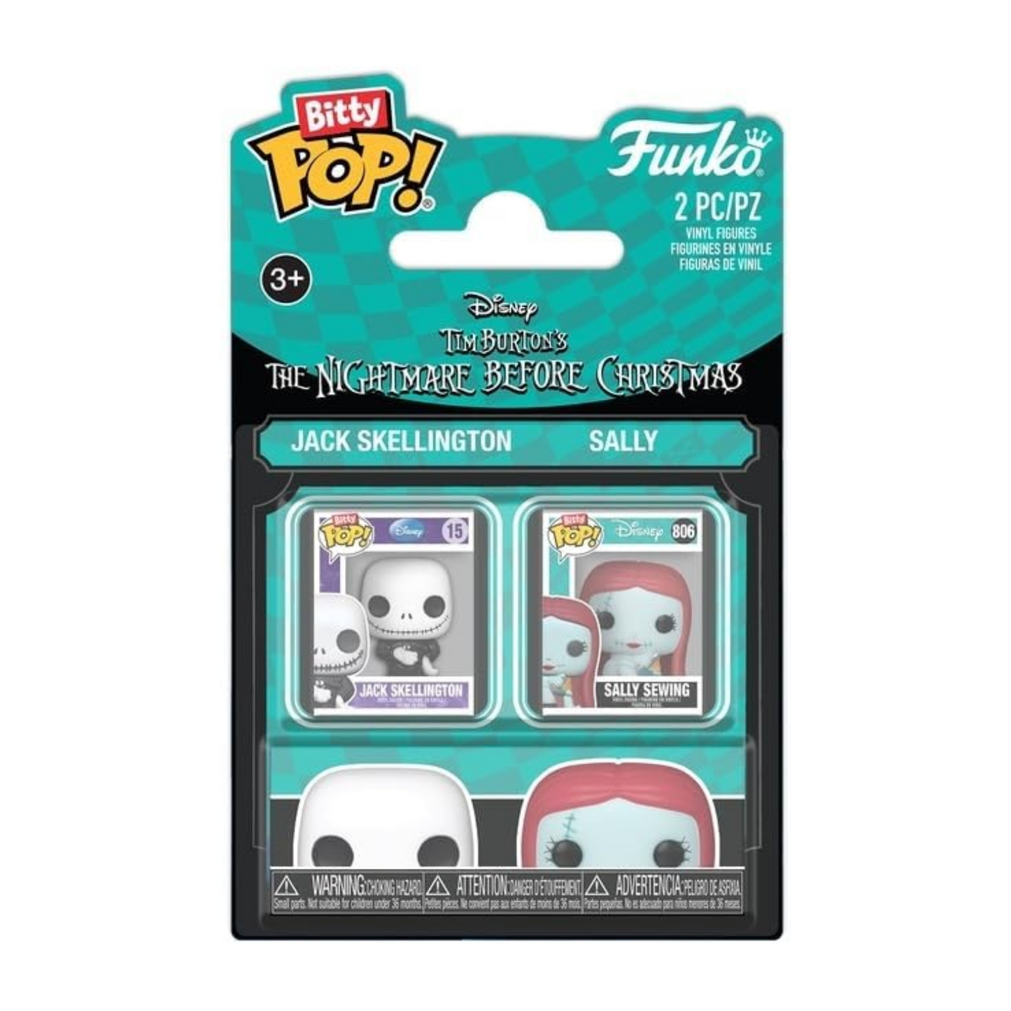 Funko Bitty Pop ! The Nightmare Before Christmas - Jack (15) & Sally (806)