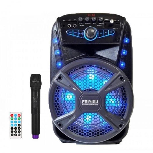 CASSA KARAOKE LED AMPLIFICATA 300W PMPO BLUETOOTH USB SD MICROFONO E TELECOMANDO