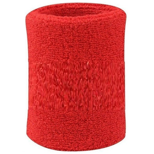 Polsino Tergisudore Elastico Polsiera In Spugna Cotone Tennis/Sport/Gym Rosso