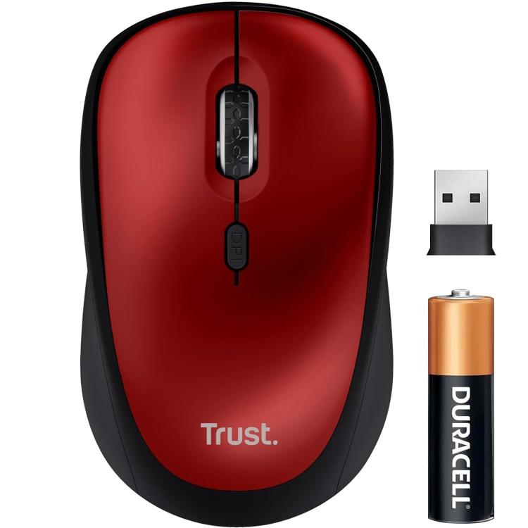 Trust Mouse Yvi+ Silent Wireless Compatto Ambidestro Ottico 1600 Dpi Eco Red