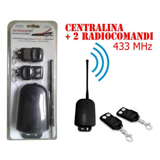 Kit Ricevitore 2 Telecomandi Universale Radiocomando 433Mhz Radio Cancelli Luci