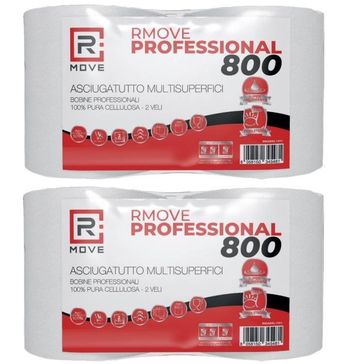 4 ROTOLONI DI CARTA BOBINA PROFESSIONALE A 800 STRAPPI ASIUGAMANI PURA CELLULOSA