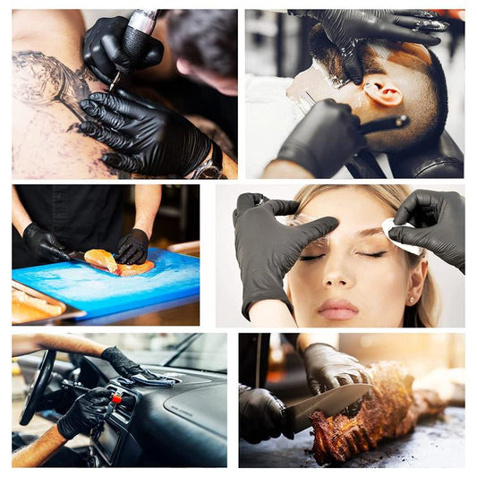 100 Guanti Monouso Nitrile Neri No Polvere Ipoallergenici Alimenti Estetica XL