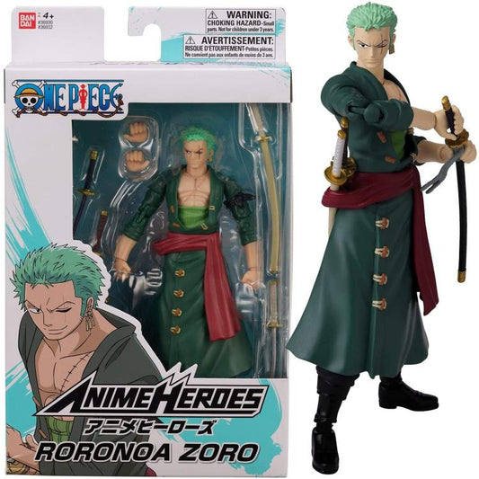 BANDAI | ONE PIECE ANIME HEROES 17cm (RORONOA ZORO) - ACTION FIGURE MANGA RUBBER