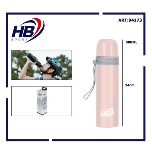 Hb Thermos Acciaio Inox 500Ml Bottiglia Termica (12/24H) Tappo A Scatto | Rosa