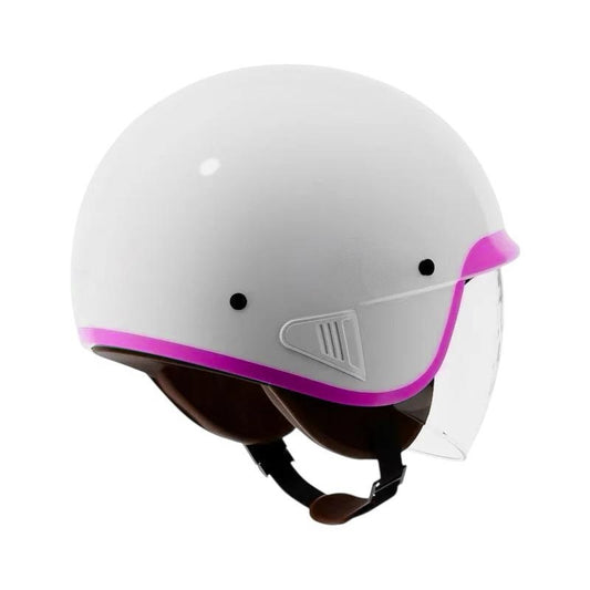 Casco Baby Moto Scooter Omologato per Bambini Visiera Bianco/Rosa Tg.YL 53 cm