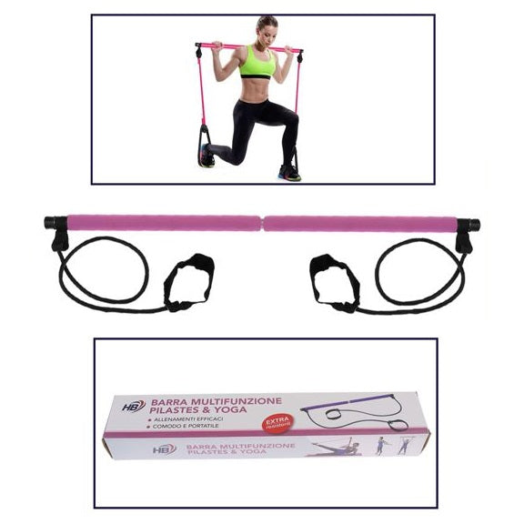 ATTREZZO ELASTICO LONG BARRA RESISTENZA CORDA ESERCIZI BRACCIA PILATES YOGA ROSA