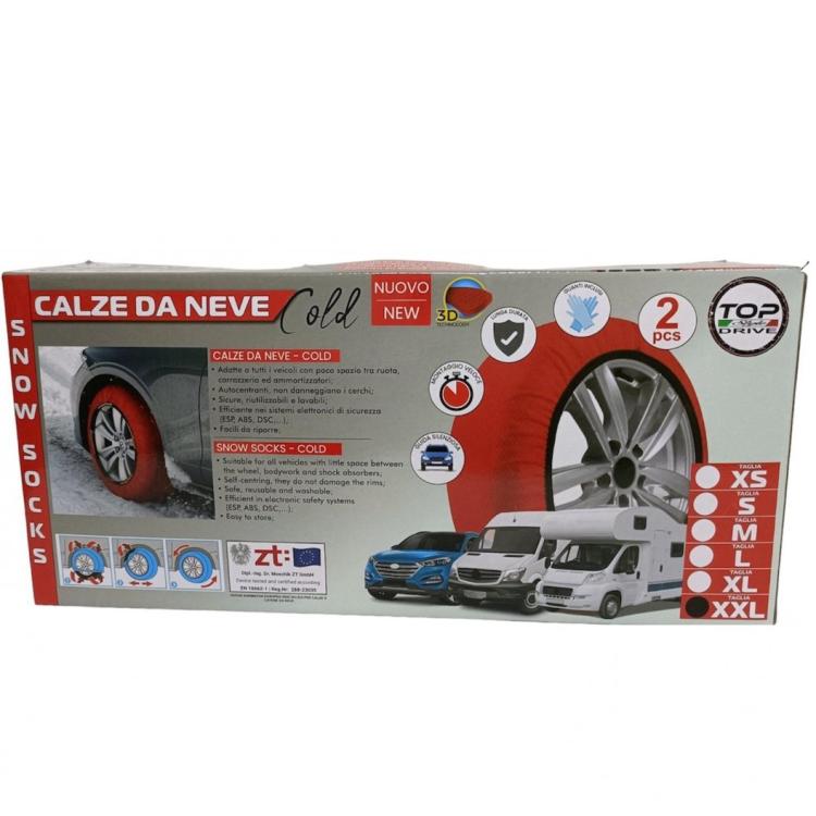 CALZE DA NEVE PER AUTO OMOLOGATE EN 16662-1 CON GUANTI CATENE TAGLIA XXL