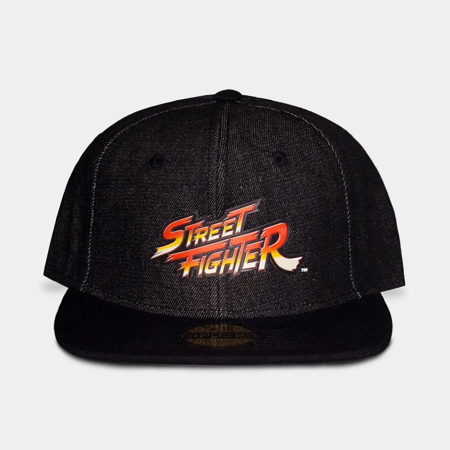 Difuzed - (Street Fighter) Logo Ufficiale Strapback/Snapback - Berretto Effetto Jeans Nero Cappello con Visiera Dritta Cappellino Stile Basket/Baseball Cap