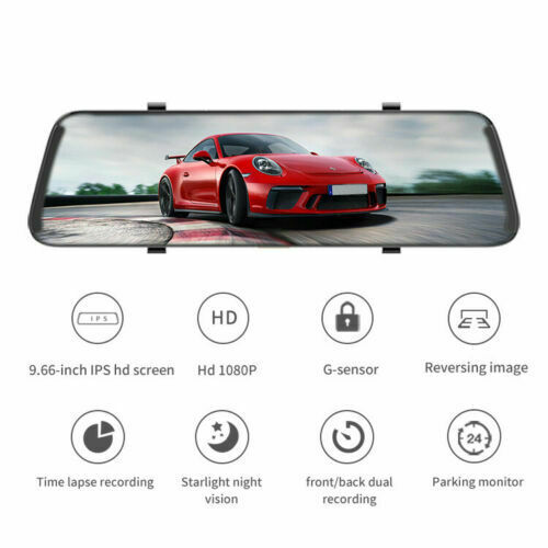Specchietto Retrovisore Touch Dvr Monitor 9,66" 2 Telecamere Sensore Auto 1080P