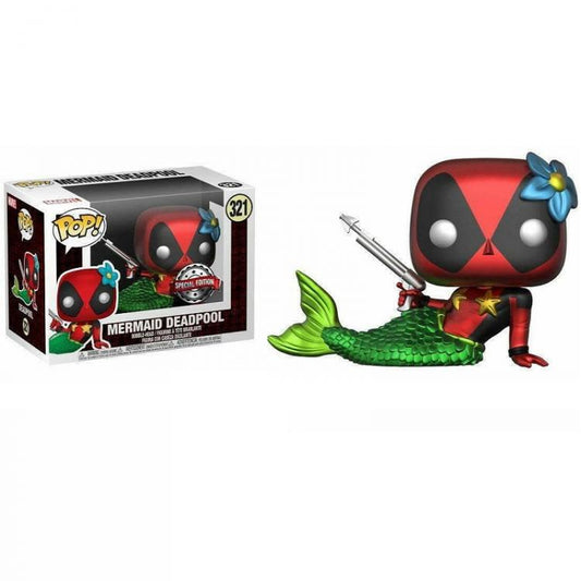 Funko Pop ! Mermaid Deadpool (321) Special Edition Con T-Shirt L Vinyl Figure