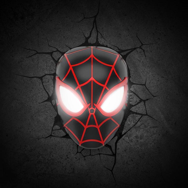 Marvel Lampada Muro Spiderman Miles Morales 3D Deco Light Applique Led + Sticker