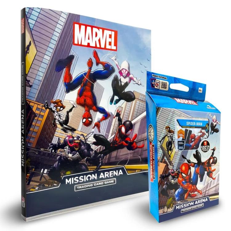 Marvel Mission Arena Trading Mazzo Card Game + Album Raccoglitore (Spider-Man)
