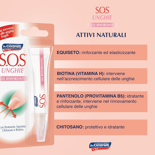 S.O.S Dr Ciccarelli Gel Rinforzante Unghie 10ml Made Italy Dermatologico